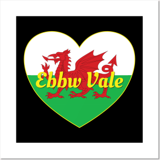 Ebbw Vale Wales UK Wales Flag Heart Posters and Art